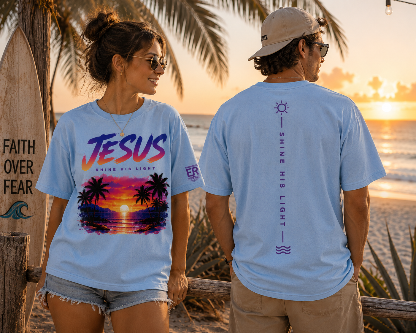 Jesus – Shine His Light | Premium Christian T-Shirt