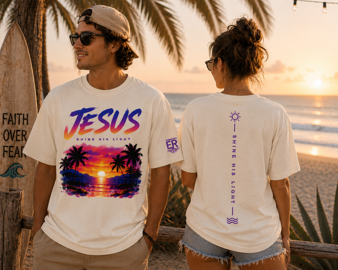 Jesus – Shine His Light | Premium Christian T-Shirt